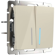 Изображение Выключатель двухклавишный проходной c подсветкой (слоновая кость) W1122103