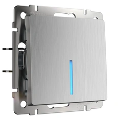 Изображение Выключатель одноклавишный с подсветкой (cеребряный рифленый) W1110109